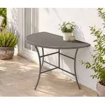 DEGAMO Gartentisch Palermo halbrund 110 x 58 x 72 cm Grau/Schwarz/Silber