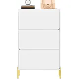 Okwish Schuhschrank 73 x 120 x 24 cm mit 3 Türen / weiß/gold