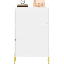Okwish Schuhschrank 73 x 120 x 24 cm mit 3 Türen / weiß/gold