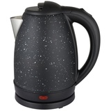 heuer gmbh Grafner Edelstahl Wasserkocher, 2200 Watt, 1,7 Liter, massiver Korpus, verdecktes Edelstahl- Heizelement, 360° Basis, BPA-frei, Überhitzungsschutz Trockenlaufschutz gesprenkelt gepunktet schwarz Wasserkessel Teekocher Teekessel