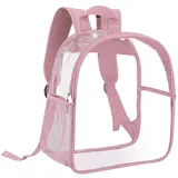 Perfeclan Transparenter PVC-Rucksack, Mini-Rucksack, wasserdicht, lässiger Rucksack, Kleiner Organizer, Schultasche für Damen und Herren, Schwimmen, Festival, Rosa