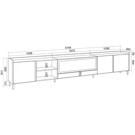 SKRAUT HOME Lowboard 315x61 cm Beige Holzwerkstoff