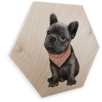 wall-art Holzbild »Französische Bulldogge Holzbild«, (1 St.), Vintage Holzschild, bunt