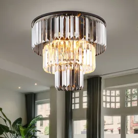 GLOBO Naxis 3-flammig rund schwarz Metall Glas