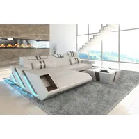 Sofa Dreams Ecksofa Ledersofa Apollonia L Form Leder Sofa Ledercouch, Couch, mit LED, wahlweise mit Bettfunktion als Schlafsofa, Designersofa beige|braun|gelb