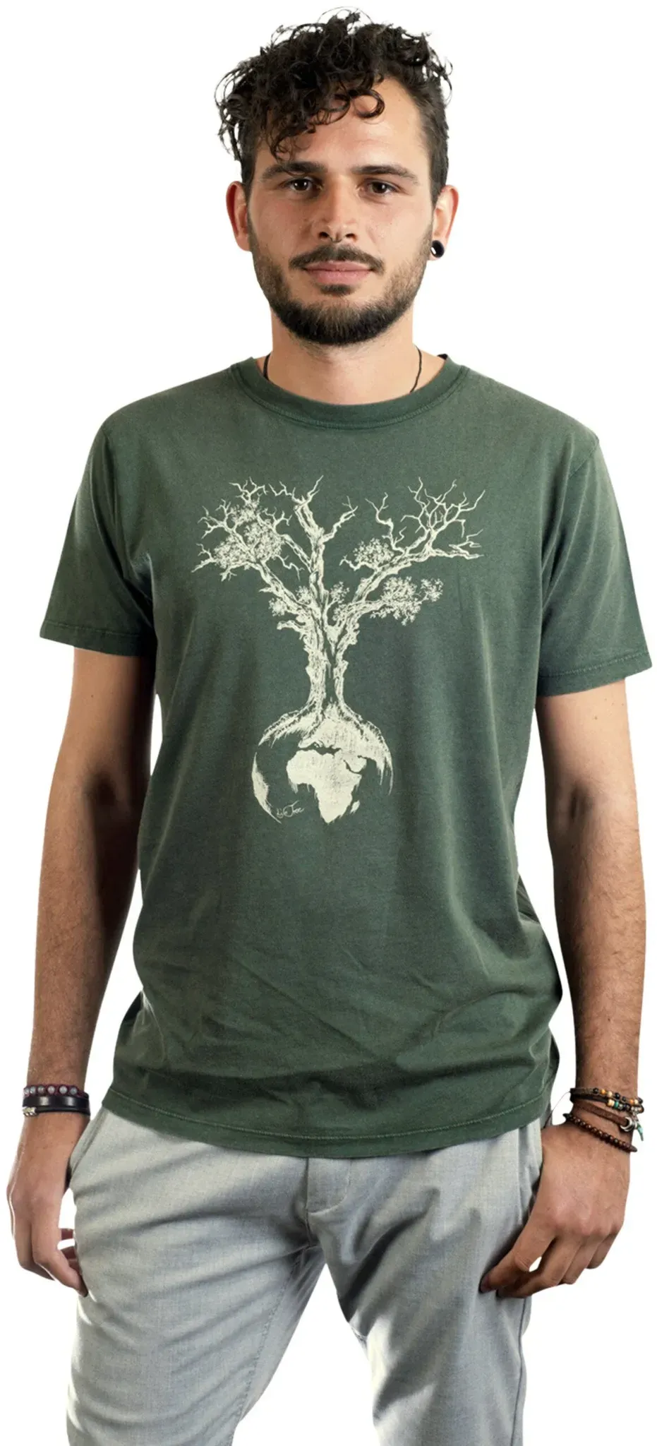 Life-Tree T-Shirt Weltenbaum, stone washed green, L