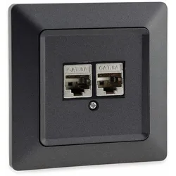 MILOS Netzwerkdose 23046, 2x CAT6, anthrazit