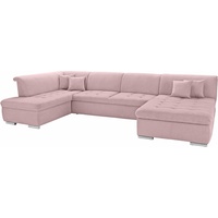 Domo Collection Wohnlandschaft Baxter, XL oder XXL, wahlweise mit Bettfunktion und Bettkasten rosa