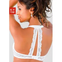 Neckholder-BH LASCANA, Damen, Gr. 80, Cup D, weiß, Spitze, Obermaterial: 91% Polyamid, 9% Elasthan, feminin, BHs Bügel-BH Spitzen-BH Neckholder-BH Spitzenwäsche BH, Dessous mit softem Neckholder und Spitzenrücken, sexy Dessous