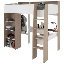Hochbett Shelter - Schreibtisch & Regal - Jackson Eiche