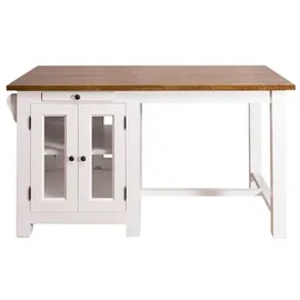 Casa Padrino Küchenbuffet Landhausstil mit 4 Glastüren und 2 Schubladen 150 x 85 x 80 cm Weiß / Dunkelbraun