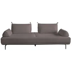 KAWOLA Sofa CANE Schlafsofa Daybed mit 2 Armlehnkissen Stoff lila