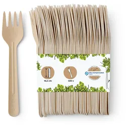 BIOZOYG 500 Stück Papierbesteck 16,5cm - Umweltfreundliche Einweggabeln braun Biologisch abbaubare Essgabeln Stabil Ideal für Catering und Events