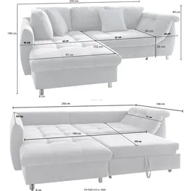luma-home Ecksofa Schlafcouch L-Garnitur Bettkasten Ottomane links, Mikrofaser in Grau / 17002 - Grau