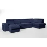 Sonstige Verlage Robin Milan Ecksofa mit Schlaffunktion 2X Bettkasten 7X Kopfstützen 2X Hocker Sofa L-Form Schlafsofa Freistehende Eckcouch Schlafcouch Wohnzimmerm... - Blau