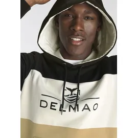 delmao Kapuzensweatshirt Langarm, lockere Passform, Colourblocking-Optik, mit Kapuze Gr. M (48/50), schwarz-sand, , 47761127-M