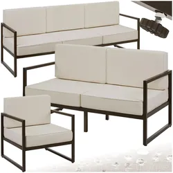 tectake® Garten-Loungeset, für 6 Personen, Dicke der Sitzpolster 14 cm, pulverbeschichtete Stahlgestelle, höhenverstellbare Füße