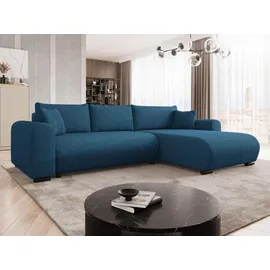 Mirjan24 Eckcouch Cord mit Schlaffunktion 2-Sitzer Blau