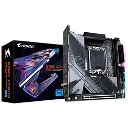 GIGABYTE Mainboard "B760I AORUS PRO", schwarz (schwarz, grau), B:17cm H:3,5cm T:17cm, Mainboards