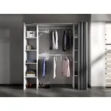 vente-unique Kleiderschrank Kleiderschranksystem - b. 110/180 cm - Weiß & Grau - dorian