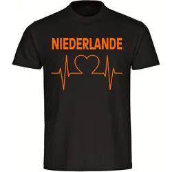 multifanshop Herren T-Shirt - Niederlande - Herzschlag - Druck orange - Männer