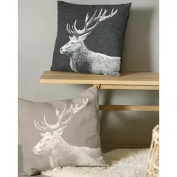 David Fussenegger Kissenhülle Silvretta 'Hirsch' 50 x 50 cm (Farbe: Rauch)