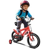 OMGGYER Kinderfahrrad 14 Zoll Fahrrad Kinder ab 2-4 Jahre Für Jungen & Mädchen, Kinder Fahrrad Höhenverstellbar mit Abnehmbare Stützräder, Rücktrittbremse und Kettenabdeckung (Rot)