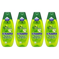 4x Schauma Shampoo GRÜNER APFEL + BRENNESSEL 400ml Natur Momente normales Haar