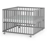 Sämann Laufgitter mit Lattenrost & Matratze SleepPlus - grau - Premium | Gr.: 100x100 cm Babymöbel, Laufstall Baby