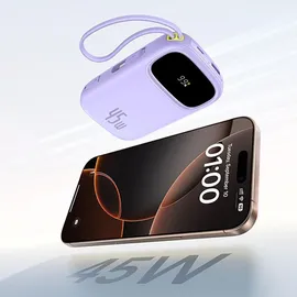 OEM Enerfill Powerbank Mit Display Und Usb-c-lightning-kabeln – Violett