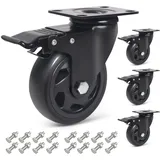ZVD - 100 mm Lenkrolle mit Bremse – 4er-Set Möbelrollen (16 Schrauben im Lieferumfang enthalten)