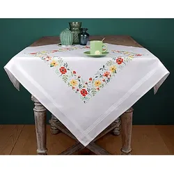 Stickmitteldecke"Frische Blumen"