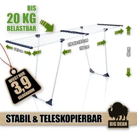 BigDean Wäscheständer 200 ausziehbar 20 m Weiß