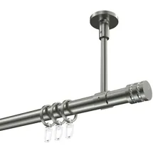 Interdeco GARDINENSTANGE Sonette Estana 600 cm (geteilt in 3 x 200 cm), 1-läufig, 20 mm Ø Edelstahl-Optik