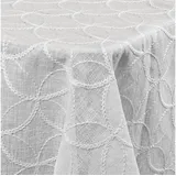 DecoHomeTextil Heimtextilmanufaktur Tischdecke Decorativo In Lino Organza Leinen mit dezenter Stickerei pflegeleicht weiß Eckig 130 x 260 cm