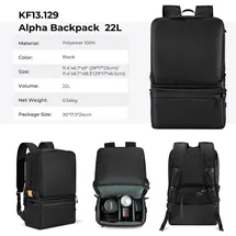 K&F Concept Alpha 2in1 (Fotorucksack, 22 l), Kameratasche, Schwarz