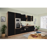 Respekta Premium Küchenzeile Küchenblock grifflos 345 cm Schwarz