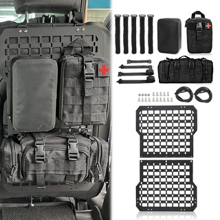 MAIKER Starre MOLLE-Panels für Fahrzeuge, LKW-Halterung, taktischer Rückenlehnen-Organizer, vielseitiges Panel mit 3 Aufbewahrungstaschen, 5 Klettverschlüssen und 2 elastischen Seilen zur Aufbewahrung