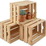 Relaxdays Holzkiste 40 x 25 x 30 cm 3-tlg. braun
