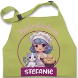 Kinderschürze Schürze Kinder Jungen Mädchen - Backschürze - Meisterbäckerin mit Name I Geschenk Backen I Hobbybäckerin - 2-6 Jahre - Hellgrün - kinderbackschürzen gift baking schürzen - 2-6 Jahre