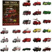 Adventskalender Frauen Feuerwehrauto-Adventskalender 2025,24-Tage-Countdown-Kalender mit 24 verschiedenen Mini-Feuerwehrautos,einzigartig für Kinder,Freunde,Familie und Fans (Red,18x26cm)