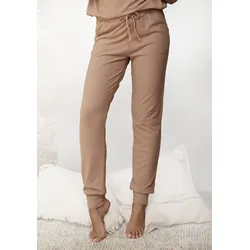 Loungehose LASCANA, Damen, Gr. 32/34, N-Gr, grau (taupe), Strick, Obermaterial: 68% Polyester, 30% Viskose, 2% Elasthan, unifarben, feminin, bequem knöchellang, Hosen, Relaxhose mit seitlichen Taschen