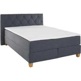 Home Affaire Boxspringbett HOME AFFAIRE "Harmones", grau (anthrazit), B:163cm L:210cm, Struktur (100% Polyester), Komplettbetten, Boxspringbett, in 3 Breiten, Härtegrad auch im Mix mit je 1 Matratze in H2 und H3