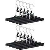 Relaxdays Relaxdays, schwarz Hosenbügel Metall 10er Set, 360° drehbarer Haken, fest schließend, Rockbügel, gummierte Klemmen, 26cm, PVC, Pack, 10