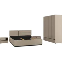 OTTO home Schlafzimmer-Set Cross, moderne, grifflose Optik, FSC-zertifiziert, (4-tlg., Bett 180x200cm, 2 Nachtkommoden, Schrank 2-oder 4-türig), Komplettschlafzimmer-Set braun