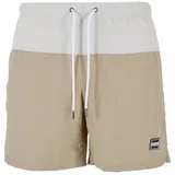 URBAN CLASSICS Badeshorts Block Swim Short unionbeige/softseagrass 5XL