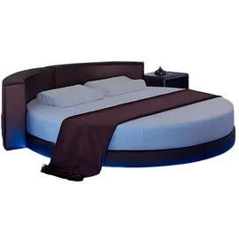 JV Möbel Rundes Bordeaux Bett mit LED-Beleuchtung Modernes Design Schlafsofa, Polster