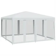 vidaXL Partyzelt mit 8 Mesh-Seitenteilen Weiß 4x4 m HDPE