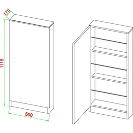 VCM Fulisa 50 x 112 x 17 cm weiß / weiß