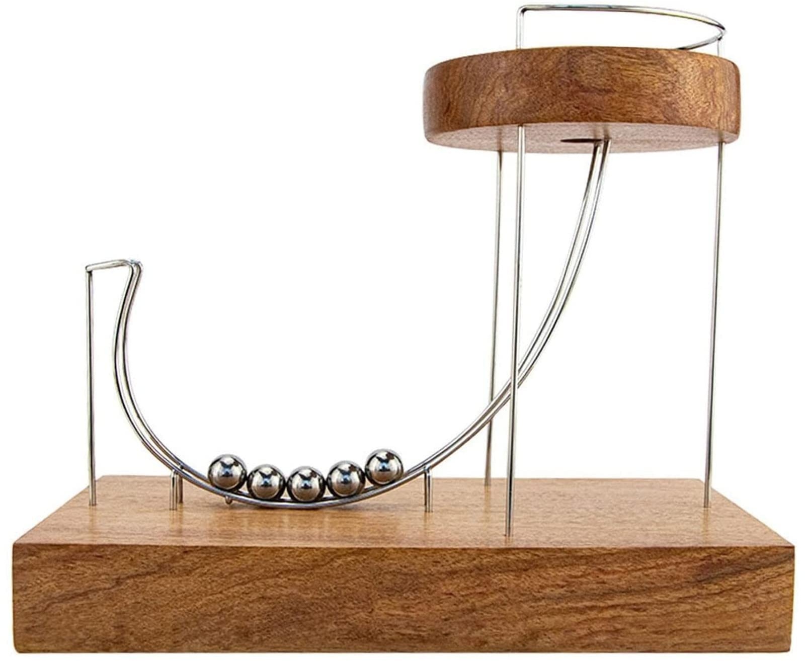 SKaTR Kinetische Kunst. Perpetuum Mobile. Rolling Ball Perpetual Marble Machine, Science Physics Gadget, Holzskulptur Office Home Desk Ornament-Holz, Einheitsgröße,Dynamic